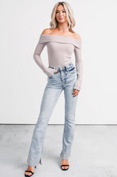 Lorelai Tummy Control Rhinestone Flare Saige Jeans (Light)