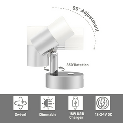 compact swivel reading light with chrome housing