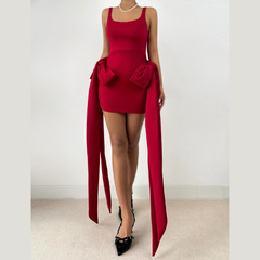 Square neck bowknot cami mini dress | Festival Outfits Women
