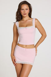 Modal Lace-Trim Top in Baby Pink