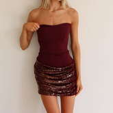 Glitter solid backless tube mini dress | Festival Outfits Women