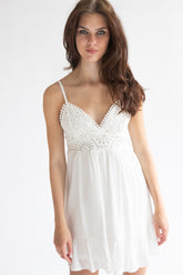 Crochet Bodice Gauze Mini Dress