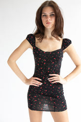 Cherry Print Hook & Eye Bustier Dress