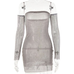 Beaded fishnet tube mini dress | Festival Outfits Women