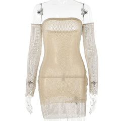 Beaded fishnet tube mini dress | Festival Outfits Women