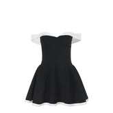 Off shoulder zip-up contrast tube mini dress | Festival Outfits Women