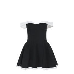 Off shoulder zip-up contrast tube mini dress | Festival Outfits Women