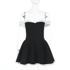 Off shoulder zip-up contrast tube mini dress | Festival Outfits Women