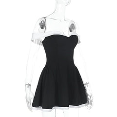 Off shoulder zip-up contrast tube mini dress | Festival Outfits Women