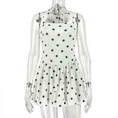 Halter polka dot backless mini dress | Festival Outfits Women