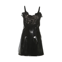 Lace hem v neck zip-up backless cami mini dress | Festival Outfits Women