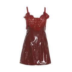 Lace hem v neck zip-up backless cami mini dress | Festival Outfits Women
