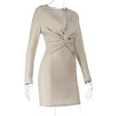 V neck ruched long sleeve mini dress | Festival Outfits Women