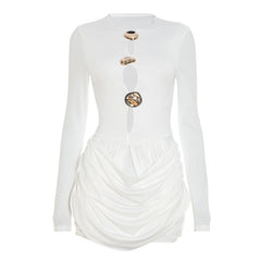 Long sleeve ruched hollow out cut out mini dress | Festival Outfits Women