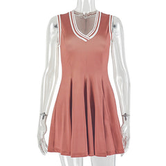V neck sleeveless contrast mini dress | Festival Outfits Women