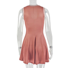 V neck sleeveless contrast mini dress | Festival Outfits Women