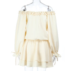 Long sleeve v neck drawstring mini dress | Festival Outfits Women