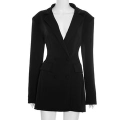 Long sleeve turnover collar solid mini dress | Festival Outfits Women