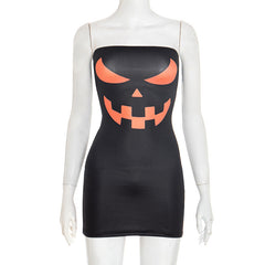 Letter print contrast backless tube mini dress | Festival Outfits Women