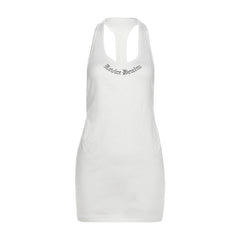 U neck hollow out letter pattern cut out mini dress | Festival Outfits Women
