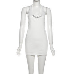 U neck hollow out letter pattern cut out mini dress | Festival Outfits Women