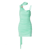 Ruched cowl neck backless cami mini dress | Festival Outfits Women