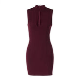 Hollow out crewneck sleeveless zip-up cut out mini dress | Festival Outfits Women