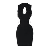 Hollow out o ring backless sleeveless cut out mini dress | Festival Outfits Women