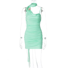 Ruched cowl neck backless cami mini dress | Festival Outfits Women
