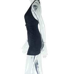 Halter ruffle backless self tie mini dress | Festival Outfits Women