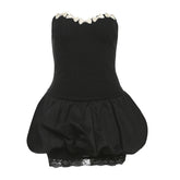 Sweetheart neck bowknot lace hem mini dress | Festival Outfits Women