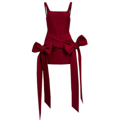 Square neck bowknot cami mini dress | Festival Outfits Women