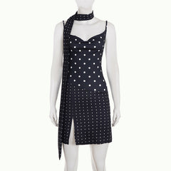 Polka dot slit v neck cami mini dress | Festival Outfits Women