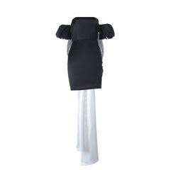 Bowknot ruched off shoulder tube mini dress | Festival Outfits Women