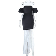 Bowknot ruched off shoulder tube mini dress | Festival Outfits Women