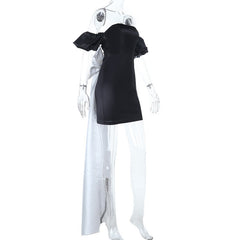 Bowknot ruched off shoulder tube mini dress | Festival Outfits Women