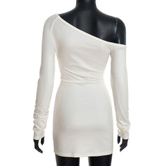 Long sleeve irregular letter pattern mini dress | Festival Outfits Women