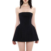 Striped backless contrast tube mini dress | Festival Outfits Women
