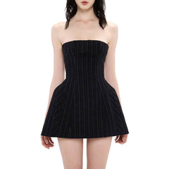 Striped backless contrast tube mini dress | Festival Outfits Women
