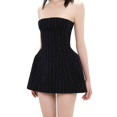 Striped backless contrast tube mini dress | Festival Outfits Women