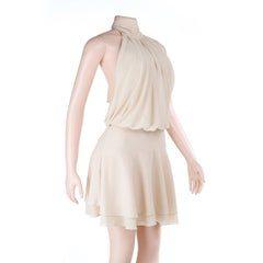 Ruched self tie halter chiffon zip-up mini dress | Festival Outfits Women