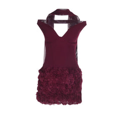 Off shoulder flower applique zip-up mini dress | Festival Outfits Women