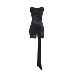 Crewneck ruched irregular sleeveless mini dress | Festival Outfits Women