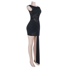 Crewneck ruched irregular sleeveless mini dress | Festival Outfits Women