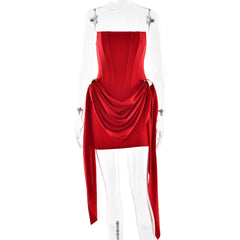 Corset backless ruched solid tube mini dress | Festival Outfits Women