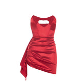 Hollow out ruched irregular solid tube cut out mini dress | Festival Outfits Women