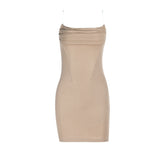 U neck ruched backless cami mini dress | Festival Outfits Women