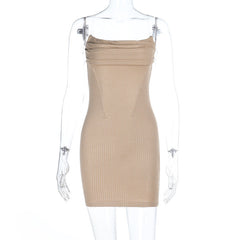U neck ruched backless cami mini dress | Festival Outfits Women