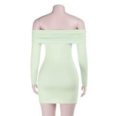 Off shoulder long sleeve ruched tube mini dress | Festival Outfits Women