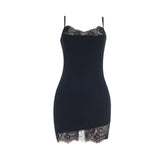 Patchwork lace hem backless cami mini dress | Festival Outfits Women